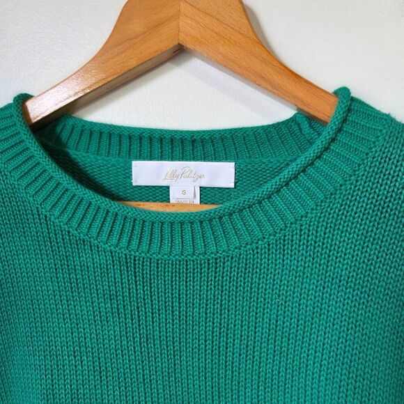 EUC LILLY PULITZER GREEN 100% COTTON CREW NECK PULLOVER SWEATER SMALL - Picture 3 of 14